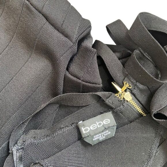 Bebe Bodycon Strappy Bandage Sexy Sleeveless V-neck Mini Dress Size Extra Small - Picture 16 of 16